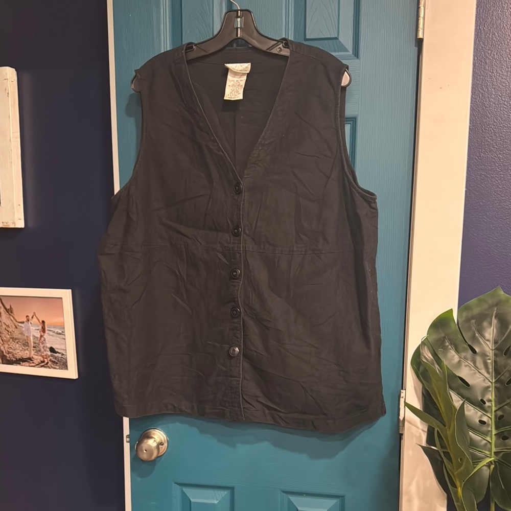 Kathie Lee Collection Vintage Black Linen Blend Top - 18W